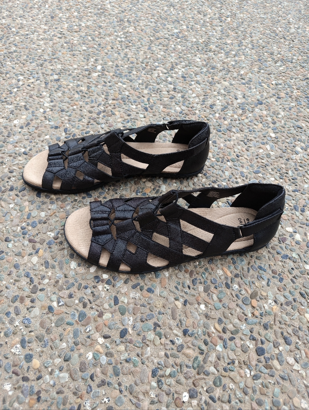 Earth Origins Black Woven Strappy Sandals Women's Size 12 - Picture 3 of 6